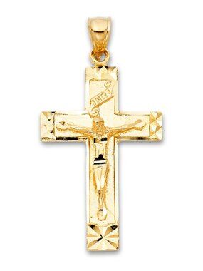 14K Yellow Gold Fancy Crucifix Pendant | Religious Symbol By Tehrani Jewelry